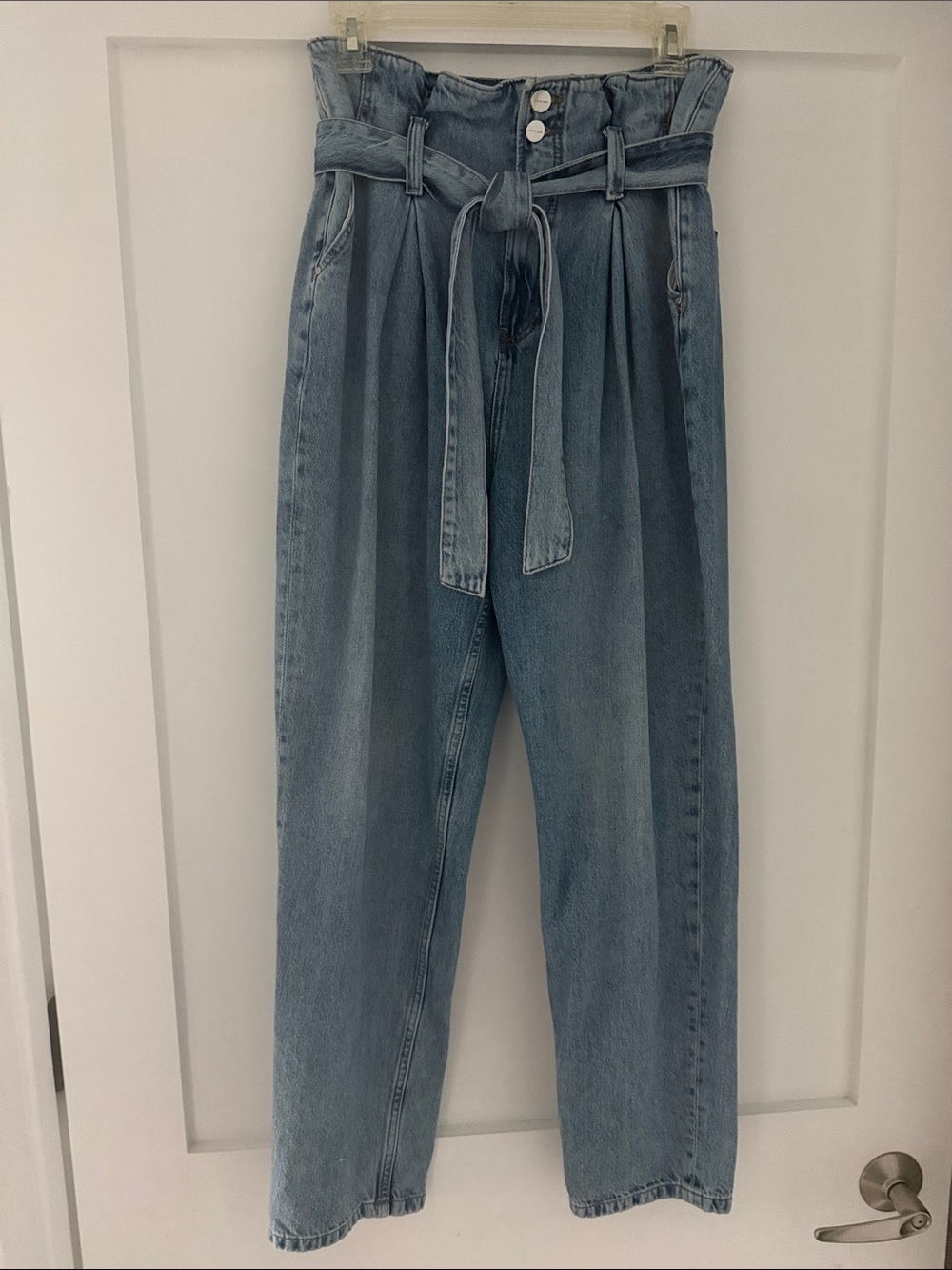 Anine Bing Paperbag Waist Jeans with Tie Belt